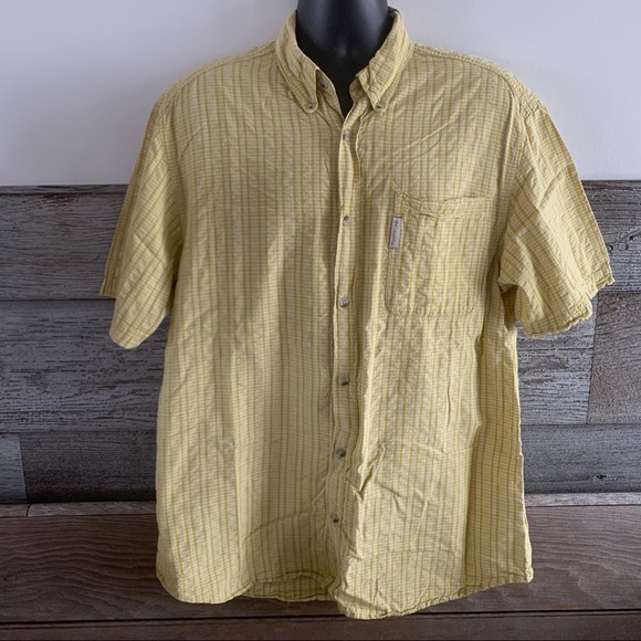 Columbia Other - Columbia Sportswear Men’s Size Large Yellow Checkered Button Up Casual Shirt